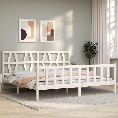 Sengeramme uden madras 200x200 cm massivt fyrretræ hvid