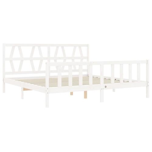 Sengeramme uden madras 200x200 cm massivt fyrretræ hvid