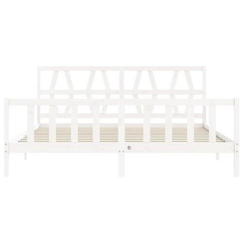 Sengeramme uden madras 200x200 cm massivt fyrretræ hvid