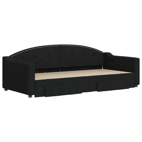 Daybed med udtræk og skuffer 80x200 cm stof sort