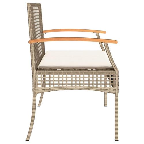 Havebænk med hynde polyrattan og akacietræ beige