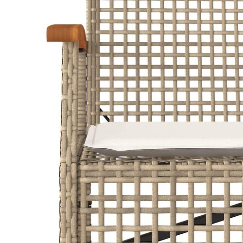 Havebænk med hynde polyrattan og akacietræ beige