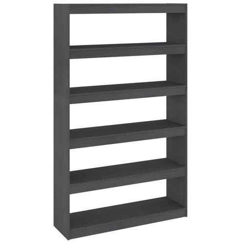 Bogreol/rumdeler 100x30x167,5 cm massivt fyrretræ grå