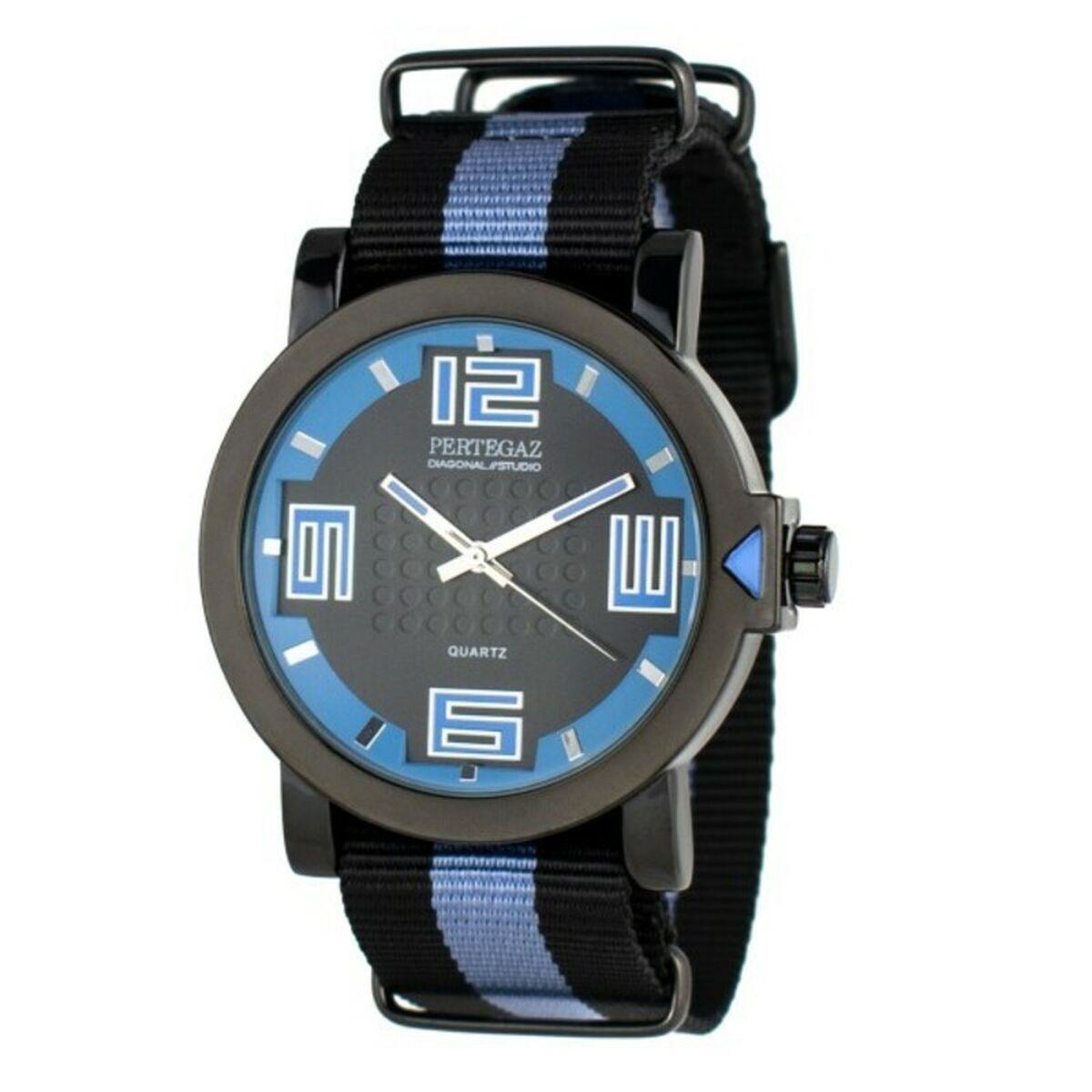 Herreur til mænd Pertegaz PDS-023-NA Ø 40 mm - sort/blå, nylonrem