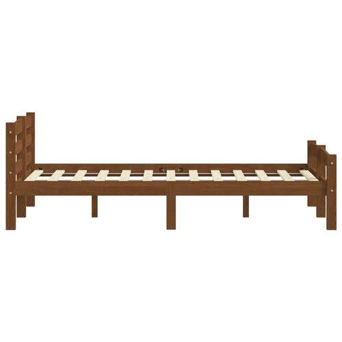 Sengestel 160x200 cm massivt fyrretræ gyldenbrun