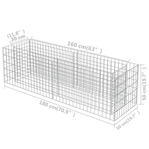 Gabion-højbed 180x50x50 cm galvaniseret stål