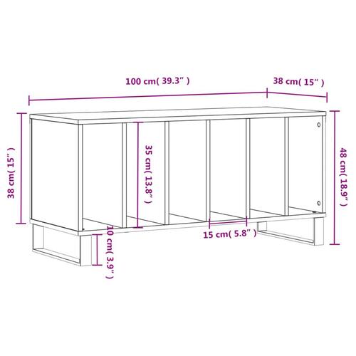 Vinylskab 100x38x48 cm konstrueret træ grå sonoma-eg