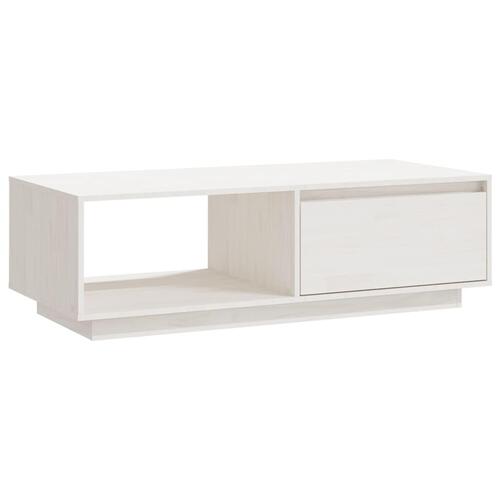 Sofabord 110x50x33,5 cm massivt fyrretræ hvid