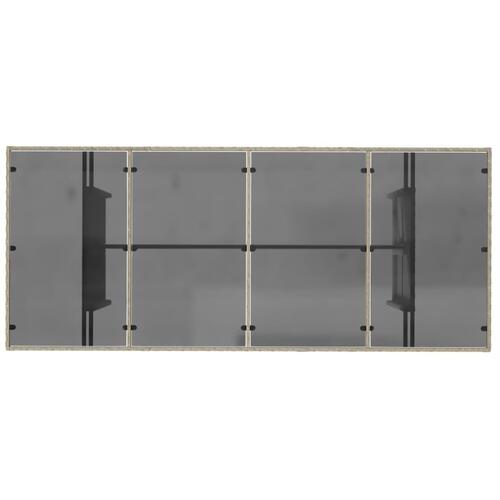 Havebord med glastop 190x80x74 cm polyrattan lysegrå