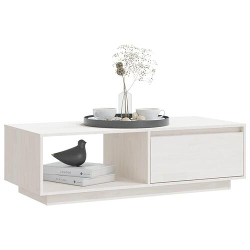 Sofabord 110x50x33,5 cm massivt fyrretræ hvid