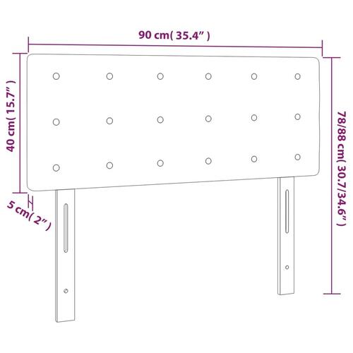 Sengegavl med LED-lys 90x5x78/88 cm stof mørkegrå