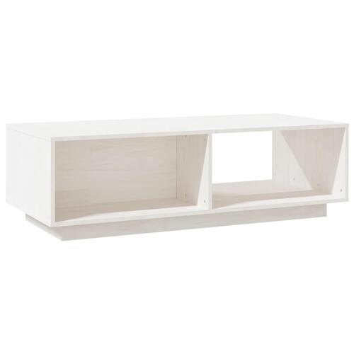 Sofabord 110x50x33,5 cm massivt fyrretræ hvid
