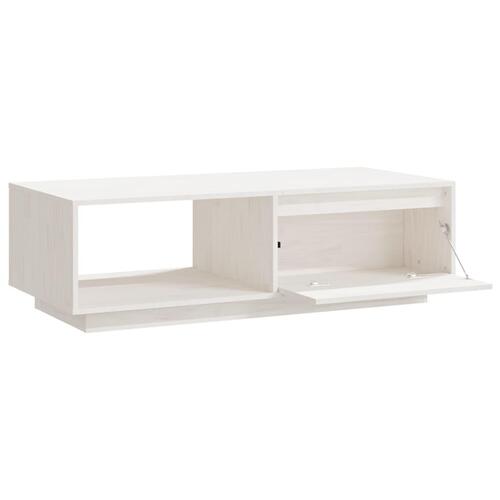 Sofabord 110x50x33,5 cm massivt fyrretræ hvid