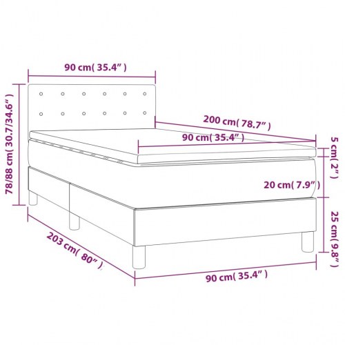 Kontinentalseng med madras 90×200 cm - stof gråbrun