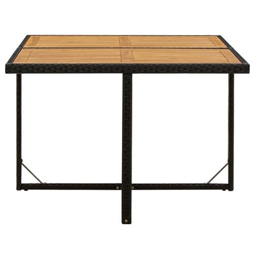Havebord 109x107x74 cm polyrattan og massivt akacietræ sort