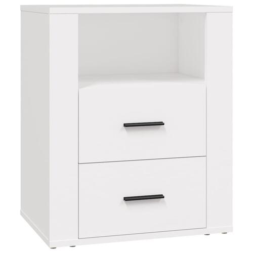 Sengebord 50x36x60 cm konstrueret træ hvid