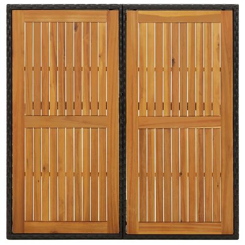 Havebord 109x107x74 cm polyrattan og massivt akacietræ sort