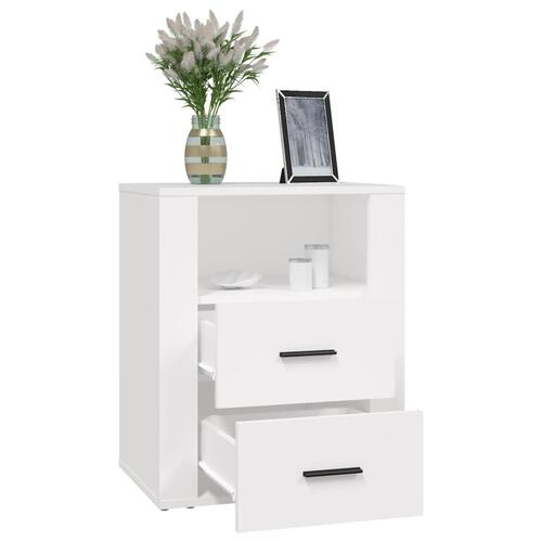 Sengebord 50x36x60 cm konstrueret træ hvid
