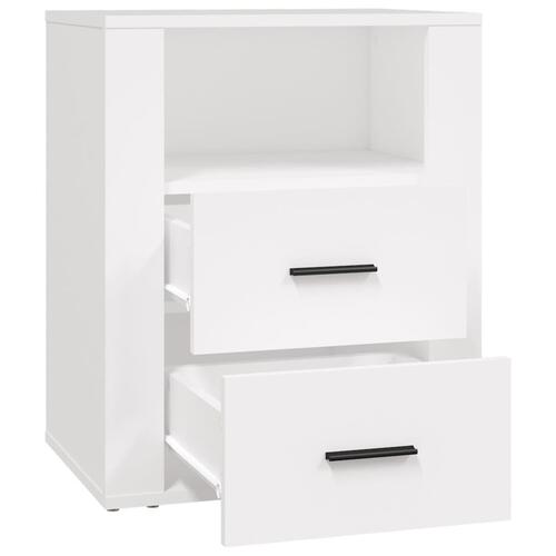 Sengebord 50x36x60 cm konstrueret træ hvid