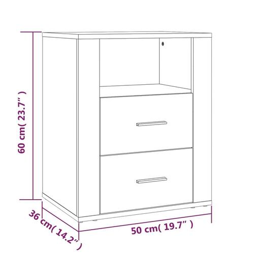 Sengebord 50x36x60 cm konstrueret træ hvid