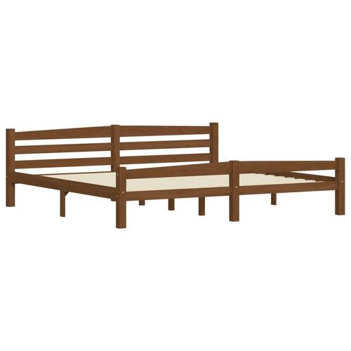 Sengestel 200x200 cm massivt fyrretræ gyldenbrun