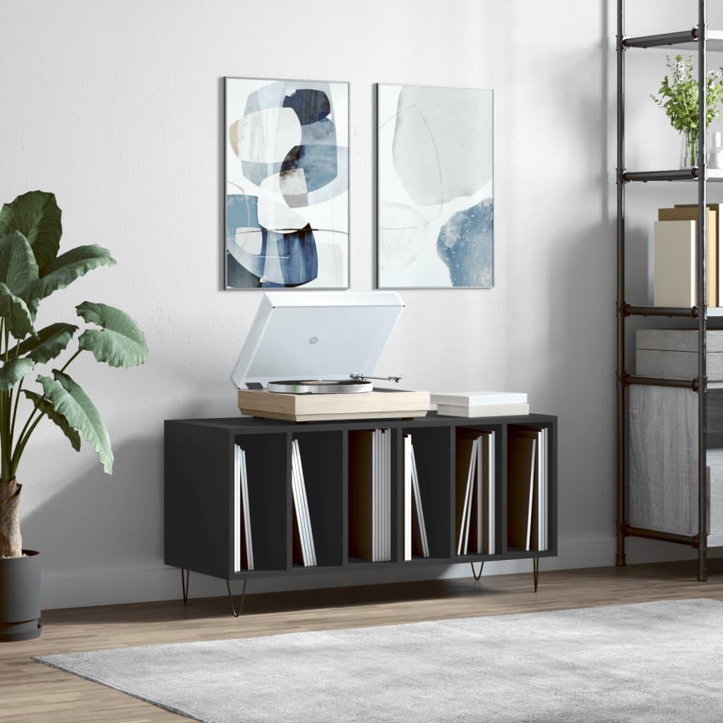Vinylskab 100x38x48 cm konstrueret træ sort