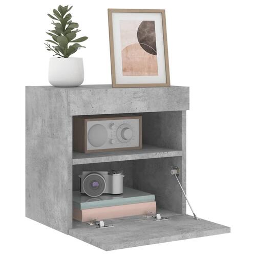 Væghængt tv-bord med LED-lys 40x30x40 cm betongrå