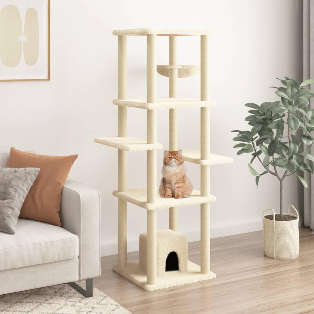 Kradsetræ med sisalkradsestolper 154 cm cremefarvet