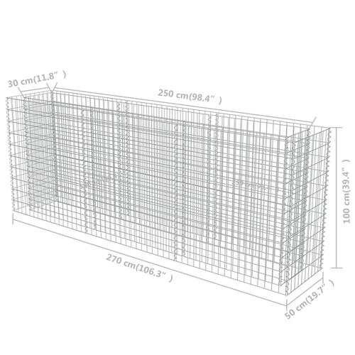 Gabion-højbed 270x50x100 cm galvaniseret stål