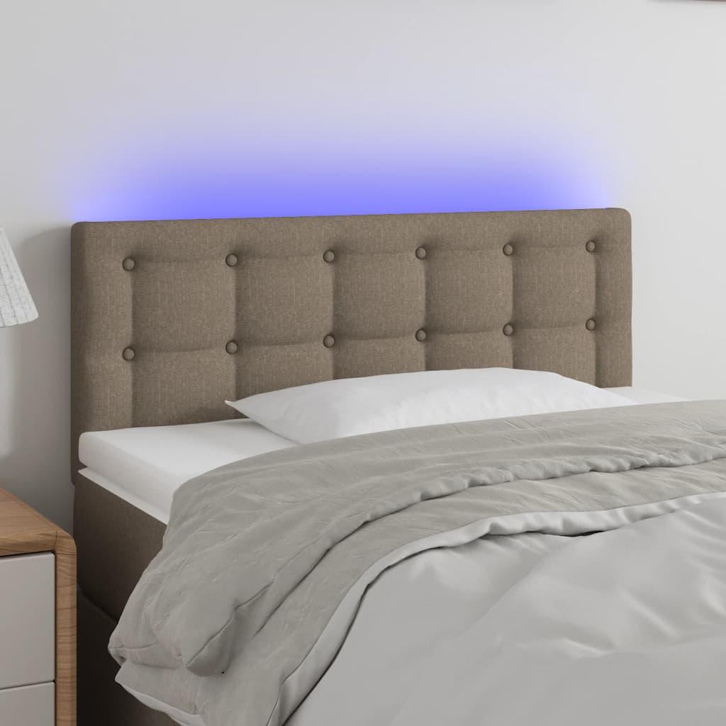 Sengegavl med LED-lys 90x5x78/88 cm stof gråbrun billede