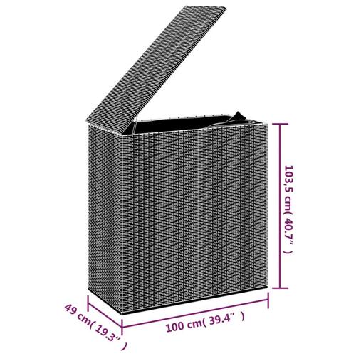 Hyndeboks 100x49x103,5 cm polyrattan sort