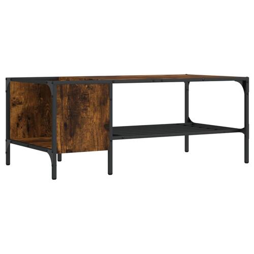 Sofabord med stativ 100x51x40 cm konstrueret træ røget eg