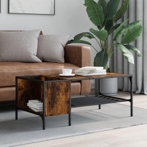 Sofabord med stativ 100x51x40 cm konstrueret træ røget eg