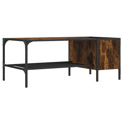 Sofabord med stativ 100x51x40 cm konstrueret træ røget eg