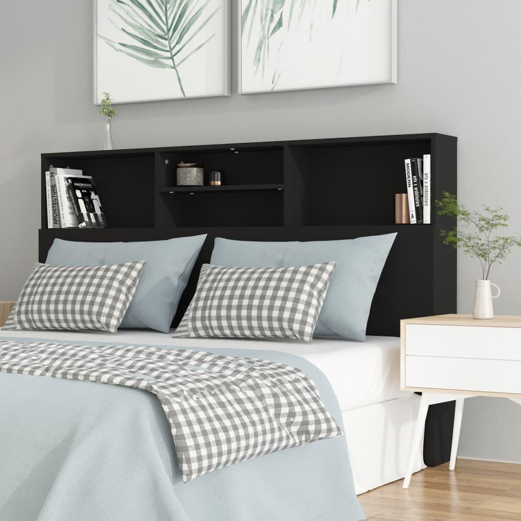 Sengegavl med opbevaring 160x19x103,5 cm sort