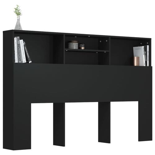 Sengegavl med opbevaring 160x19x103,5 cm sort
