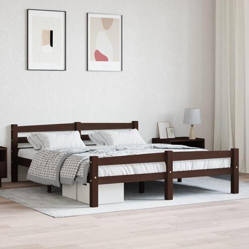 Sengestel 160x200 cm massivt fyrretræ mørkebrun