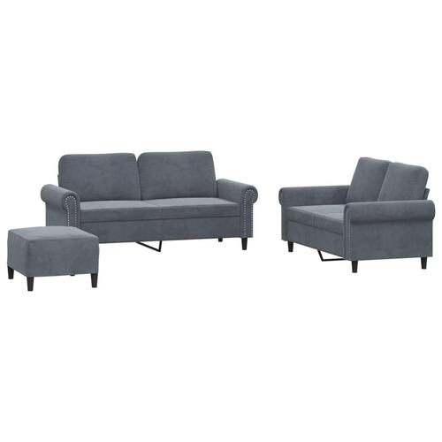 3 personers sofa med hynder velour mørkegrå