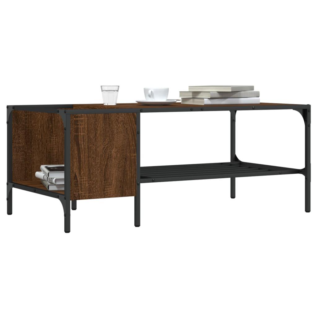 Sofabord med stativ 100x51x40 cm konstrueret træ brunt egetræ billede