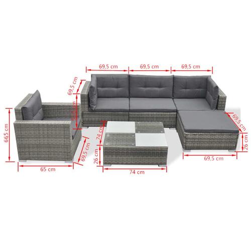 Havesofasæt i 17 dele i grå polyrattan (kun i UK/IE/FI/NO)