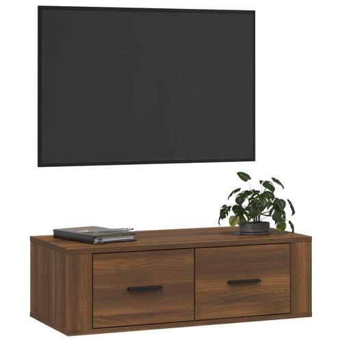 Væghængt tv-bord 80x36x25 cm konstrueret træ brun egetræ