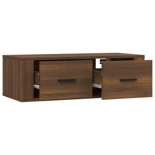 Væghængt tv-bord 80x36x25 cm konstrueret træ brun egetræ