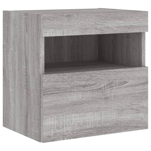 Væghængte tv-borde 2 stk. med LED-lys 40x30x40 cm grå sonoma-eg
