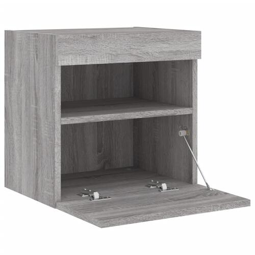 Væghængte tv-borde 2 stk. med LED-lys 40x30x40 cm grå sonoma-eg