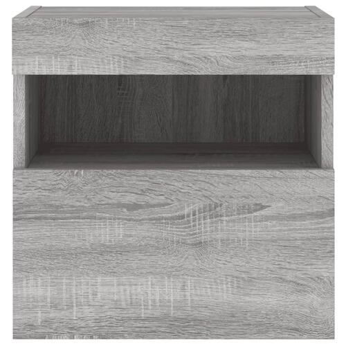 Væghængte tv-borde 2 stk. med LED-lys 40x30x40 cm grå sonoma-eg
