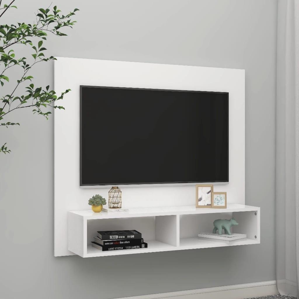 Tv-bord 102x23,5x90 cm konstrueret træ hvid