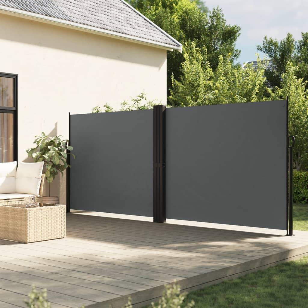 Sidemarkise 160x1000 cm sammenrullelig antracitgrå
