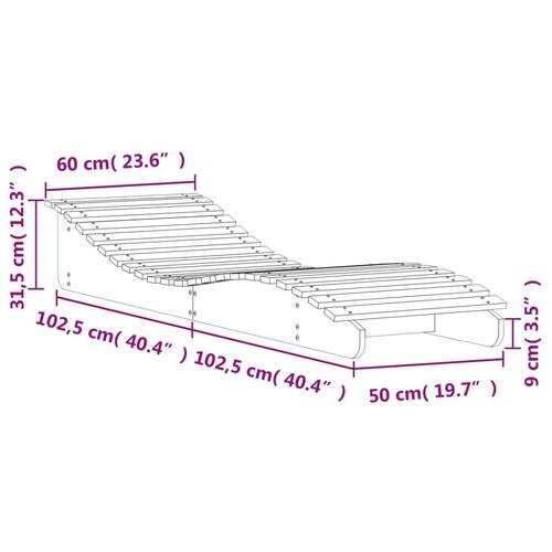 Liggestol 205x60x31,5 cm massivt fyrretræ hvid