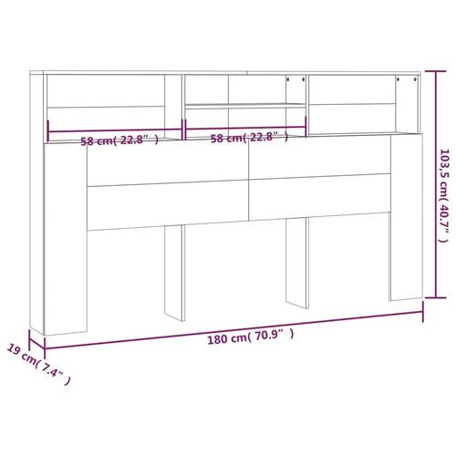 Sengegavl med opbevaring 180x19x103,5 cm sonoma-eg