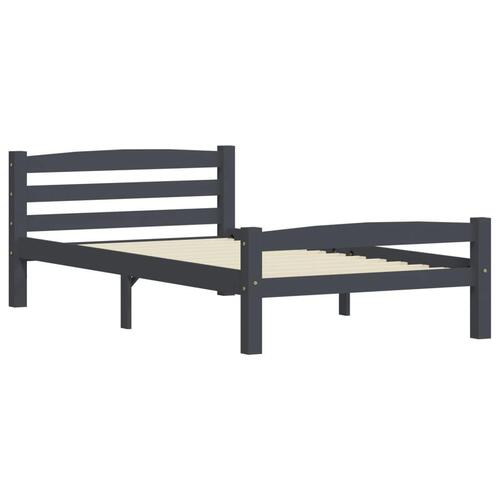Sengestel 90x200 cm massivt fyrretræ mørkegrå